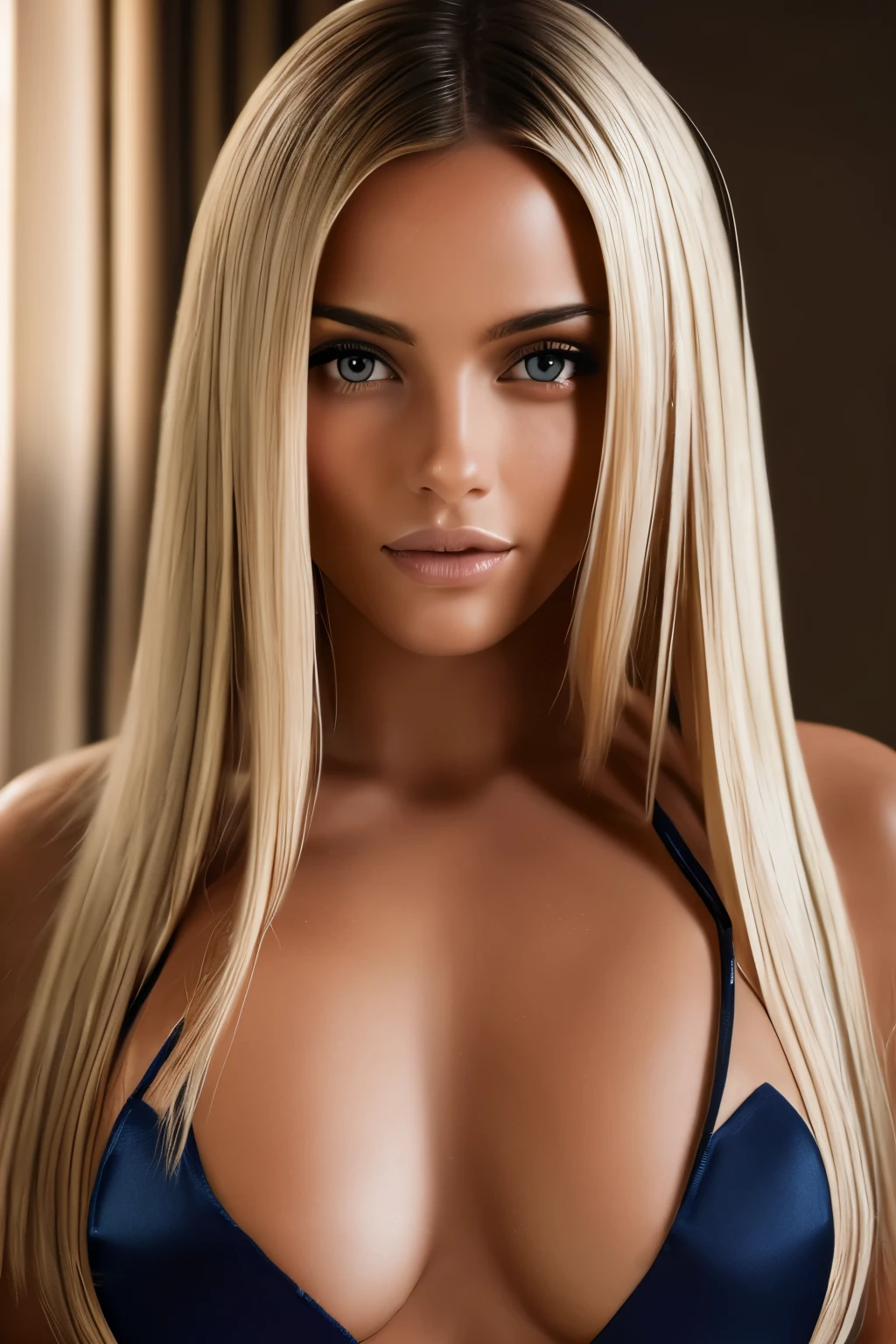 nude female, Botox lips, fully nude, very moist skin and hair, firm breasts, dark blond hair, long straight hair, wet peignoir, European, perfect body, open (thin, perfect body), photorealism trends, high-resolution details, raw photography, sharpness, uniqueness in d850 4, koda850 k 400 portrait camera, 1.6 lens, rich colors, hyperrealistic texture, spectacular lighting, a surprise to real art, the fashionable Cinestil 800 mechanism,