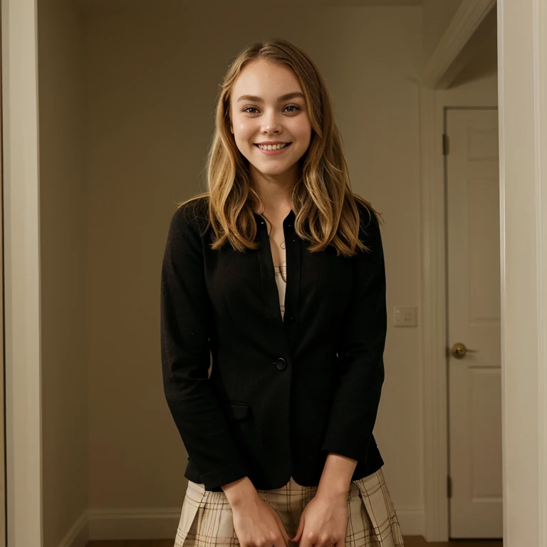 AnnaSophia Robb dressed in elegant clothes smiling sensually