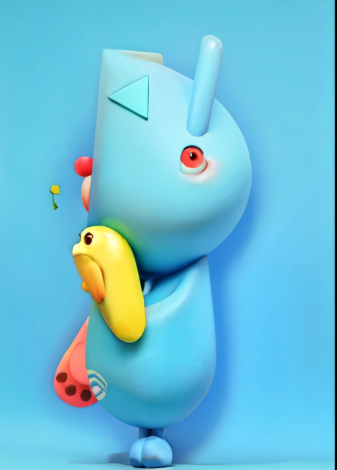 three illustrations of a person with a blue hat and a blue triangle, dancing character, cute character, animation character, character is covered in liquid, character is standing, merged character, 2d illustration, 2 d illustration, digital character illustration, toonix character, various pose, digital character, with a blue background, anthropomorphic character, rabbt_character,3d,c4d
