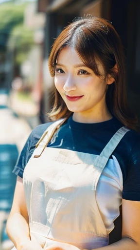 つま先から頭までのwhole bodyを写す 正面を向いて立っている50 years oldのJapan人woman 目線を逸らす Looking at the top right Wearing black bottoms semi-longの茶色い髪の毛 whole body Has a slightly plump figure She is cooking in an apron with the kitchen in the background woman 50 years old semi-long、((brown hair)、semi-long beautiful hair shiny hair Japan( sharpen ), (She is wearing a neat apron over a white T-shirt),(背景は典型的なJapan風のキッチンです) (Purelos Face_v1:0.7), (8K, highest quality), unconscious, Open Eyes,High resolution, original, (Flat Color:0.9),(Colorful:1.1),(masterpiece:1,2), highest quality, masterpiece, High resolution, original, Viewer Perspective, alone, Portrait, Mature Woman Body Set, A slight smile,Natural wrinkles, Wrinkles around the eyes, Surreal, Natural Skin, Natural Hair Color, Bright red lips whole body像