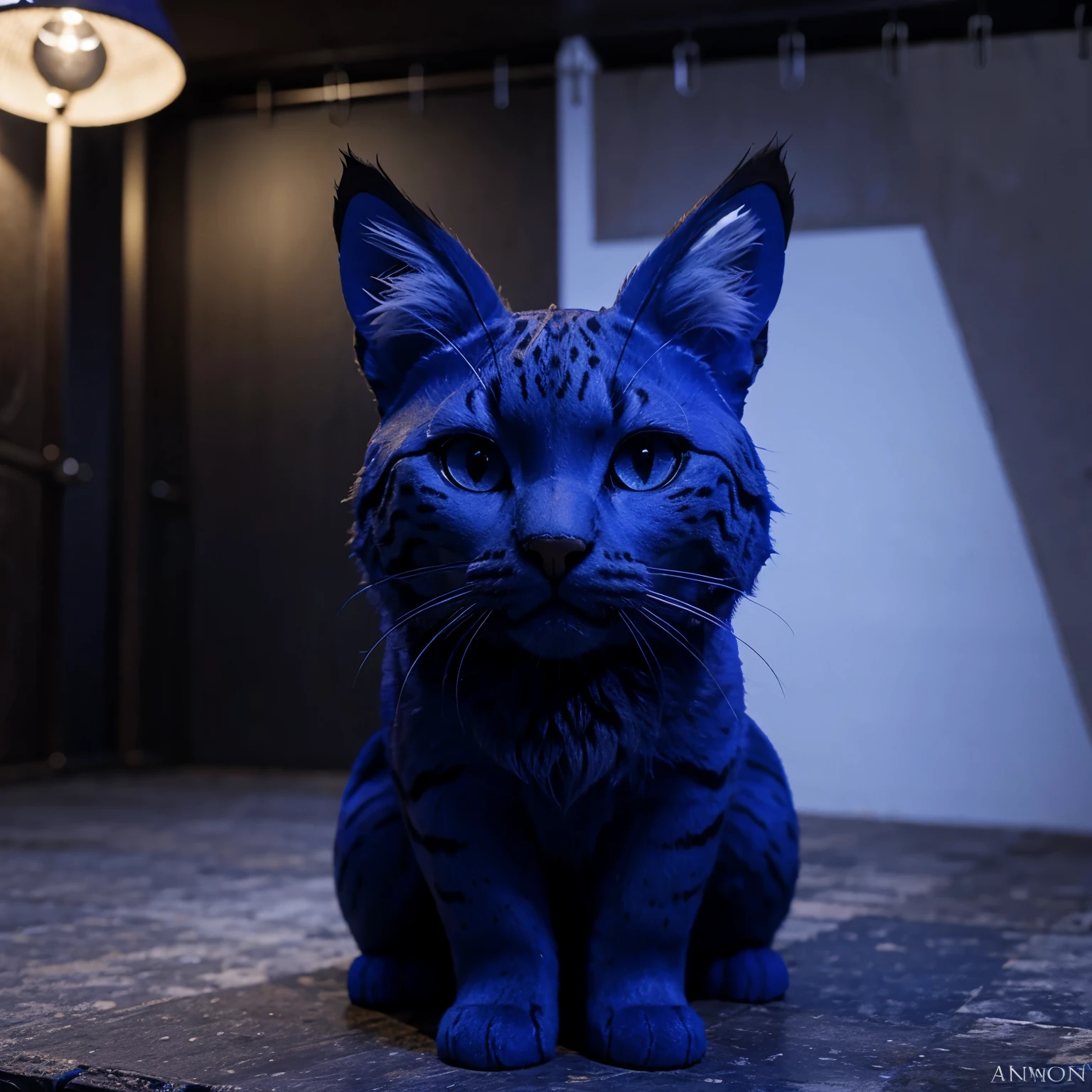 Un lince en 3d azul