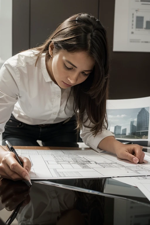 An image of an architect examining plans or designs, reflecting detailed evaluation of the proposed design.