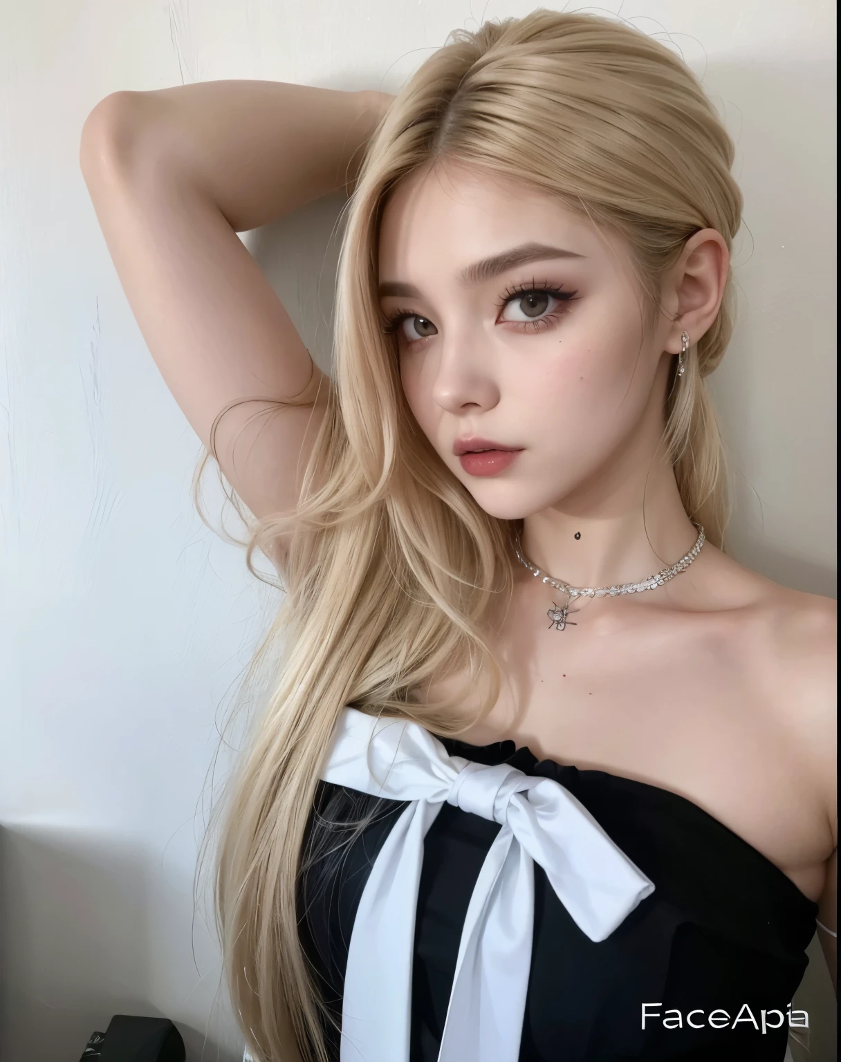 um close up de uma mulher com longos cabelos loiros usando um top preto, garota soft coreana cruel, ela tem cabelo preto com franja, corte de cabelo preto hime, 1 7 Year Old Goth Anime Girl, 1 7 year old goth girl, goth girl aesthetic, Ulzzang, cabelo preto com franja, cabelo preto longo com franja, pale gothic beauty