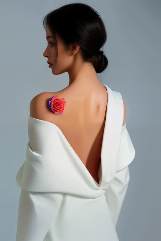(((Left shoulder back)),(No flower stem),(Flesh-colored)Rose,(Rose一样的肉),(There are some bulges)),(The color is dark),Slightly red