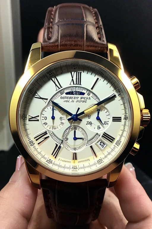 ((best quality)), ((masterpiece)), (ultra-detailed), realistic, a novel analog dial watch for men, diameter 40mm,