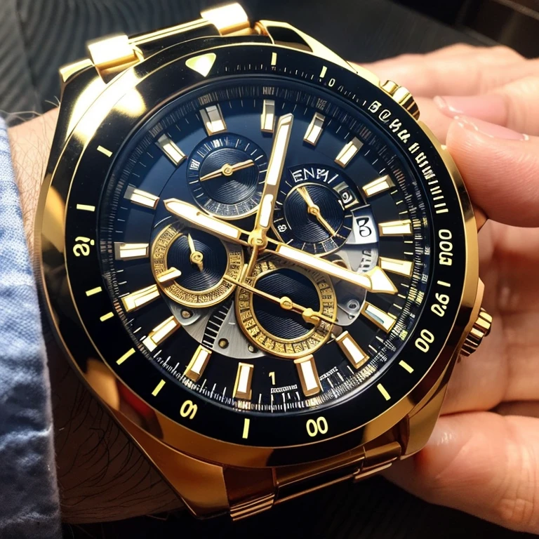 ((best quality)), ((masterpiece)), (ultra-detailed), realistic, innovative men's analog dial watch, diameter 40mm,