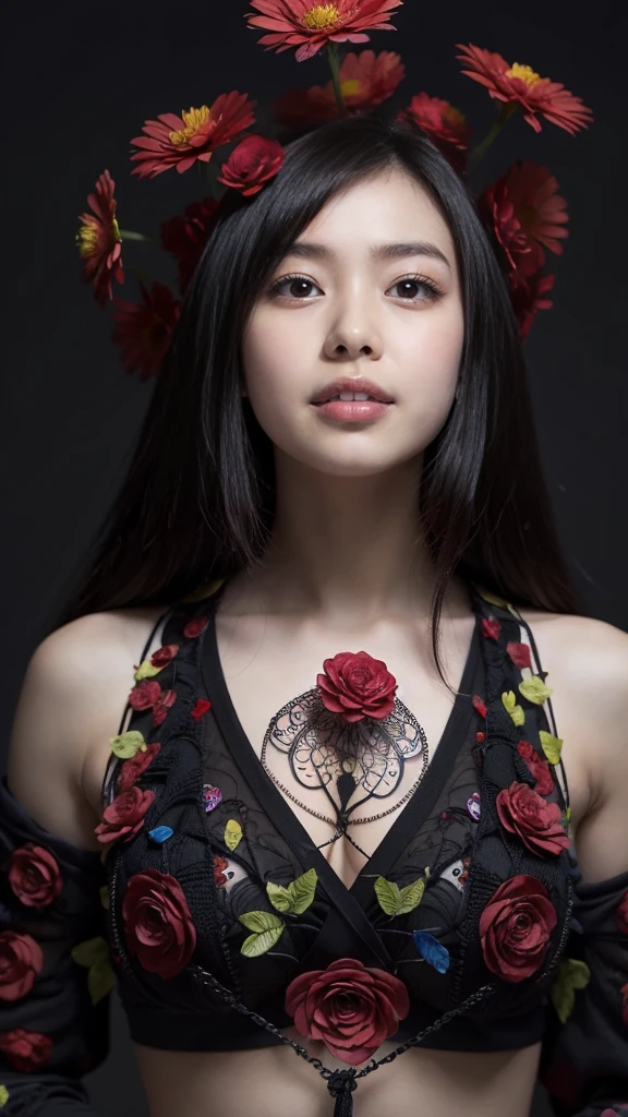 Official Art, unity 8k wallpaper, Super detailed, beautifully、aesthetic, masterpiece, highest quality, (zenTangle, Mandala, Tangle, enTangle), (Fractal Art:1.3) , One girl, Red flower, Very detailed, Dynamic Angle, Cowboy Shot, The most beautiful form of chaos, elegant, Brutalist design, Vibrant colors, Romanticism, James Jean, Robbie Dowie Anton, Ross Tran, Francis Bacon, Michael Mraz, Adrian's genius, Petra Cortright, Gerhard Richter, Takato Yamamoto, Ashley Wood, atmosphere