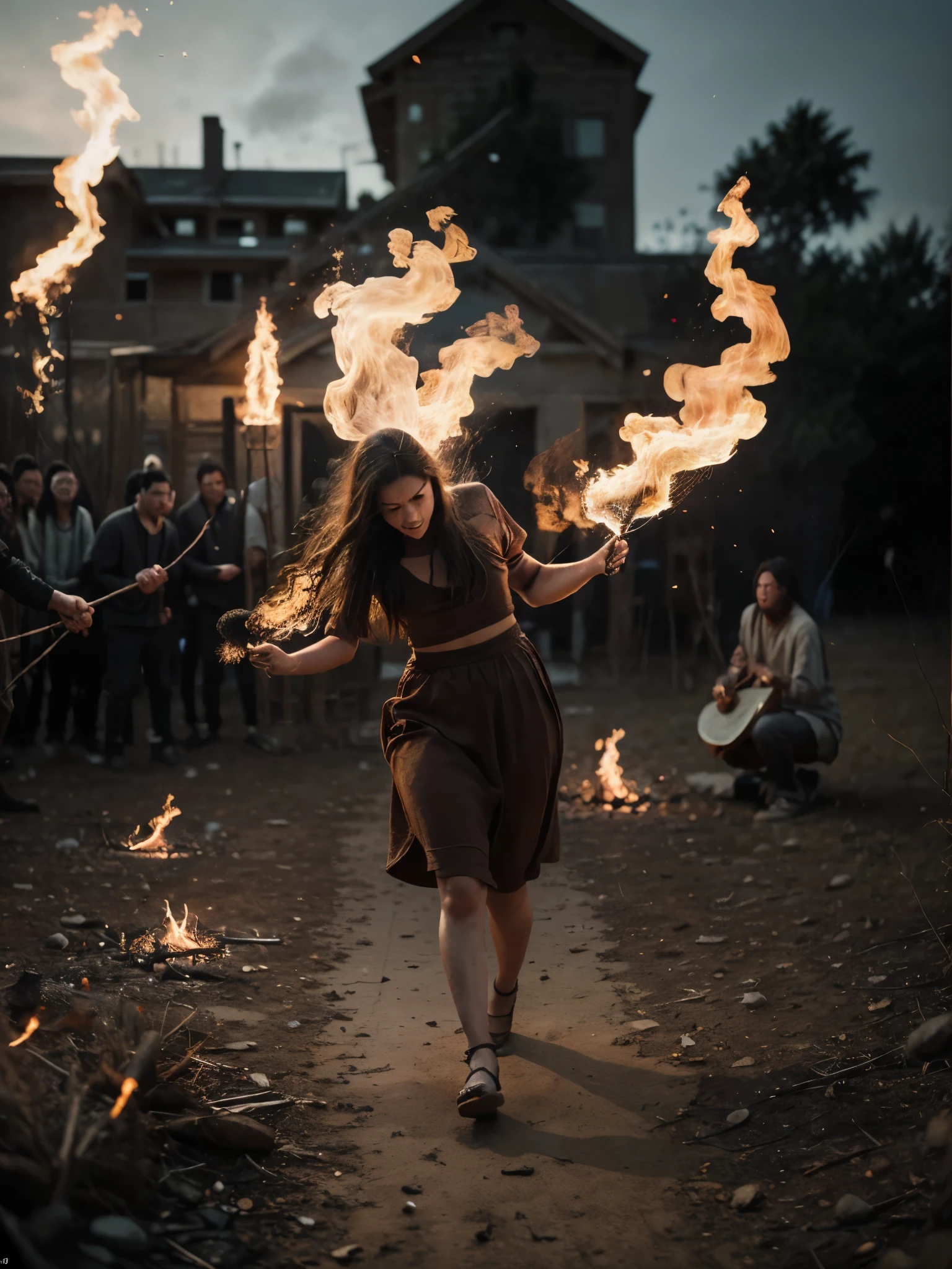 wide shot:1.5, ((1 campfire:1.6, photo by an award-winning professional photographer, dancing fire, sparks, motion blur of the red and yellow flames, the best possible quality, Ultra resolution 8k, Stunning illustration, Best of all , award-winning, how to be the best, Add effect at the end, epic desert environment: 1.5, photorealistic: 1.4, skin texture: 1.4, super masterpiece, super detailed, hyper detailed, 32K