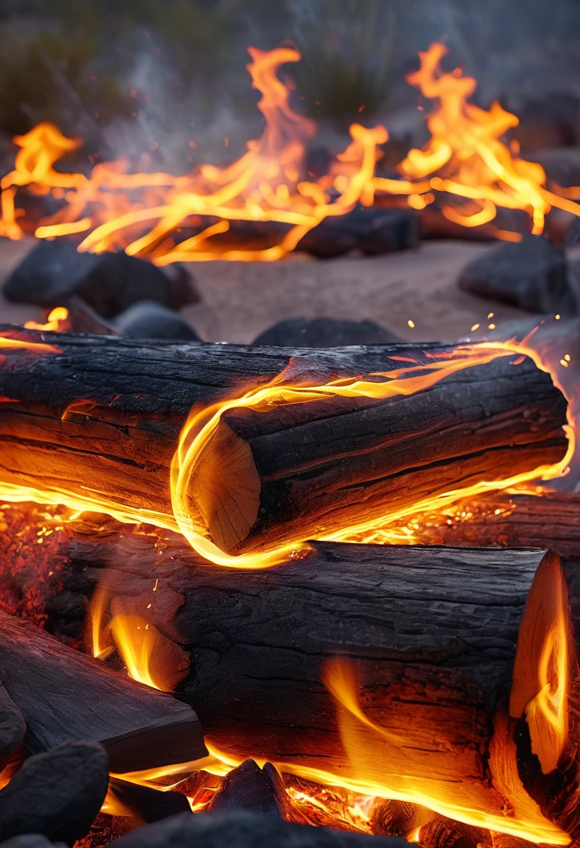 wide shot:1.5, ((1 campfire:1.6, photo by an award-winning professional photographer, dancing fire, sparks, motion blur of the red and yellow flames, the best possible quality, Ultra resolution 8k, Stunning illustration, Best of all , award-winning, how to be the best, Add effect at the end, epic desert environment: 1.5, photorealistic: 1.4, skin texture: 1.4, super masterpiece, super detailed, hyper detailed, 32K