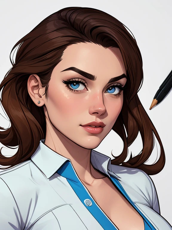 estilo de desenho animado:1.2), mulher espanhola draw ART Artline fundo branco mulher Imagem de desenho animado de uma mulher , roupas sensuais , garota super valente destemida , Ilustra??o estilo desenho animado, estilo de arte dos desenhos animados, estilo de arte dos desenhos animados, digital illustration style, design de personagens altamente detalhado, arte digital detalhada fofa, City fan art, design de personagem retrato, beautiful digital illustration, retrato de alta qualidade, arte em quadrinhos, retrato do design do personagem, white background Busty without clothes and medium breasts cartoon style female character dressed in Fallout 4 uniform