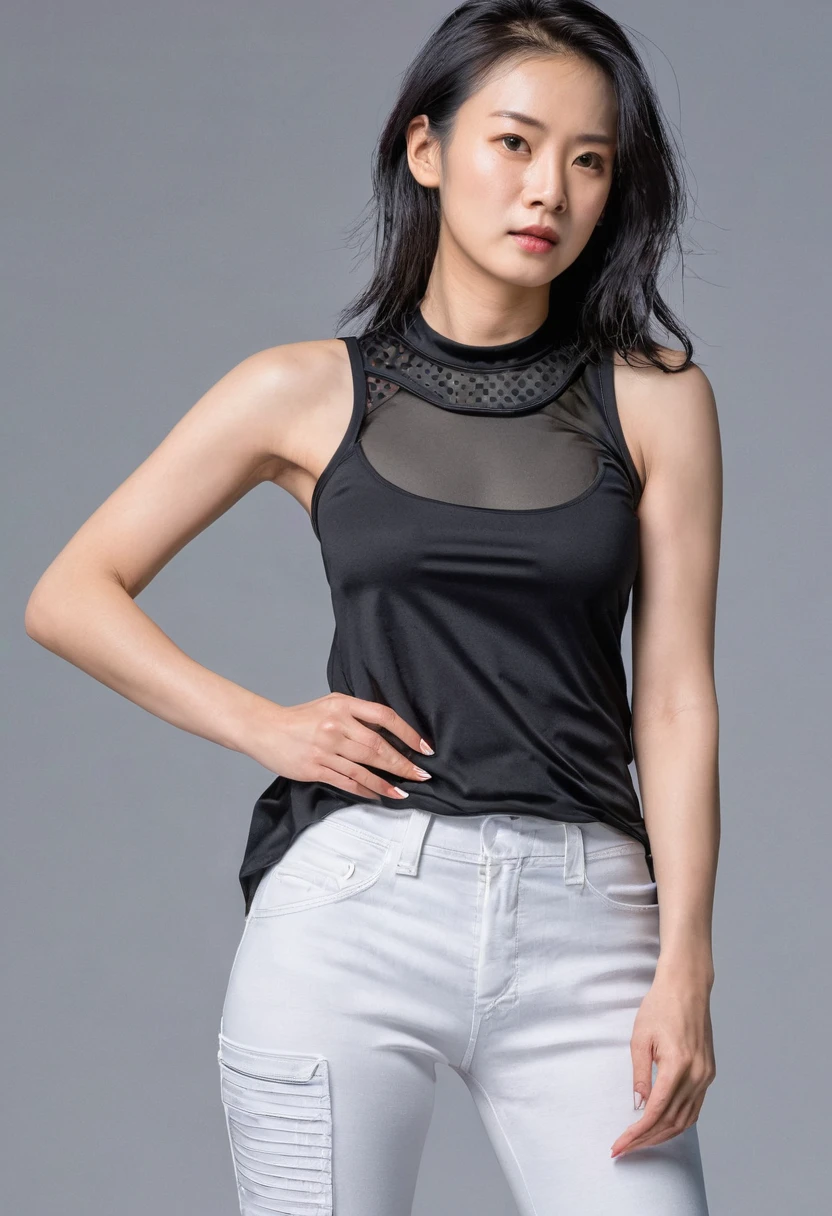 Action heroine，ee-through shirt，Tank top