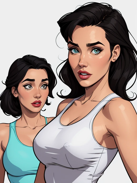 estilo de desenho animado:1.2), Jennifer Connelly together with Monica Bellucci bBrazilian woman draw ART Artline white background woman Jennifer Connelly together with Monica Bellucci in style Mas Max the film style Cartoon style digital illustration highly detailed ens, arte digital detalhada fofa, City fan art, design de personagem retrato, beautiful digital illustration, retrato de alta qualidade, arte em quadrinhos, retrato do design do personagem, white background Busty without clothes and medium breasts female character cartoon style dressed in uniform Fallout 4 Monica Bellucci style Cartoon style digital illustration colorful background diverse attractive woman sesy beautiful breasts and clothes white tank top in symmetrical, Female girlfriends pose beautiful breasts in Cartoon style digital illustration Jennifer Connelly together with Monica Bellucci b