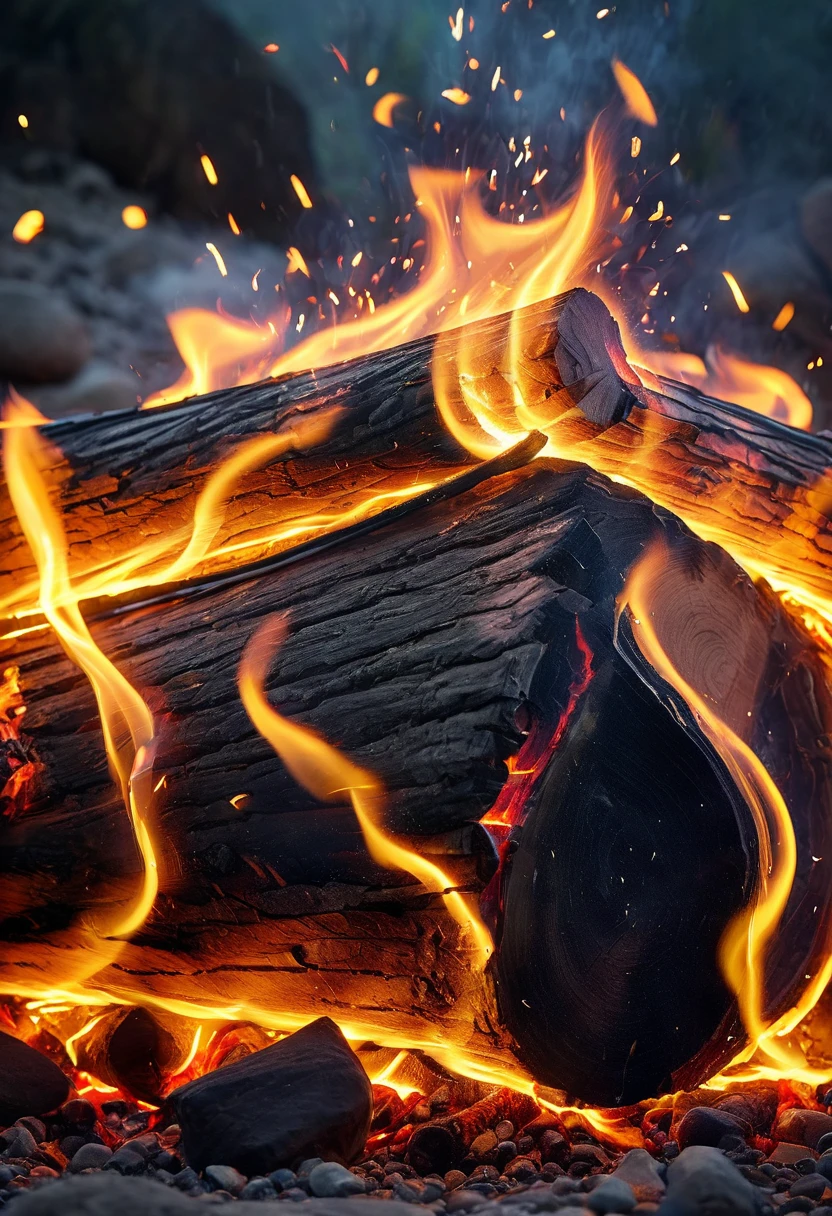 long shot:1.5, ((1 campfire with large flames and sparks:1.6, photo by an award-winning professional photographer, dancing fire, sparks, motion blur of the red and yellow flames, best quality possible, Ultra resolution 8k, Stunning illustration , Best of all, award-winning, how to be the best, Add effect at the end, epic desert environment: 1.5, photorealistic: 1.4, skin texture: 1.4, super masterpiece, super detailed, hyper detailed, 32K