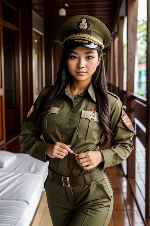 sexy girl wearing army uniform set of thailand