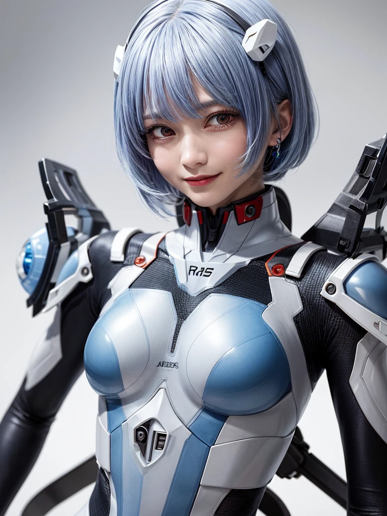 Best Quality, Ultra Hi-Res, 1girl, Masterpiece,,Plugsuit,bodysuit,Solo,((( Big breasts)))), white_bodysuit, pilot_suit, lance_of_longinus, Bangs , Mechanical clothes, Zero small logo pattern on chest, (Short hair)), (Short hair)))), White bodysuit, Bangs Rei Ayanami Highest Quality, Ultra High Definition, (Photorealistic: 1.4), Blue Eyes, Watch Viewer, Blushing, Red Lips, (ulzzang-6500-v1.1:1), Rei Ayanami, Enhanced Suit (Best Quality, 8k, 32k, Masterpiece, UHD: 1.2), Detailed Eyes, Black Eyes, Cold Eyes, Double Eyelids, Viewing Viewer, (Big: 3) (Cleavage: 1.2), Japan Anime, Evangelion, Rei Ayanami, Japan Idol, Japan, Asian Woman, Hands Up, Big, Protruding, Studio Color, Plug Suit, 15~20 years old, Long eyes, Short blue hair, Narrow eyes, Buddha's eyes, Open mouth, Serious gaze, Warrior, Dark blue hair, Thin eyebrows, Chest open, {{{Masterpiece}}}, {{Best Quality}}}, {{ultra-detailed}}, {illustration}, {{an extremely delicate and beautiful}},real face, realistic skin, luster,