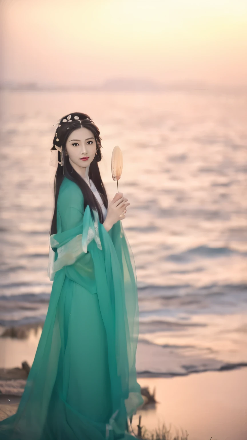 Wearing red Hanfu、手持palace扇的中国少女, palace , Girl wearing Hanfu, Wearing ancient Chinese clothes, wearing chinese clothes, Red Hanfu, 她拿着palace扇, Chinese Girl, Beautiful young wind elf, Queen of the Sea Mu Yanling, Chinese woman, Chinese Beauty, A stunning young ethereal figure