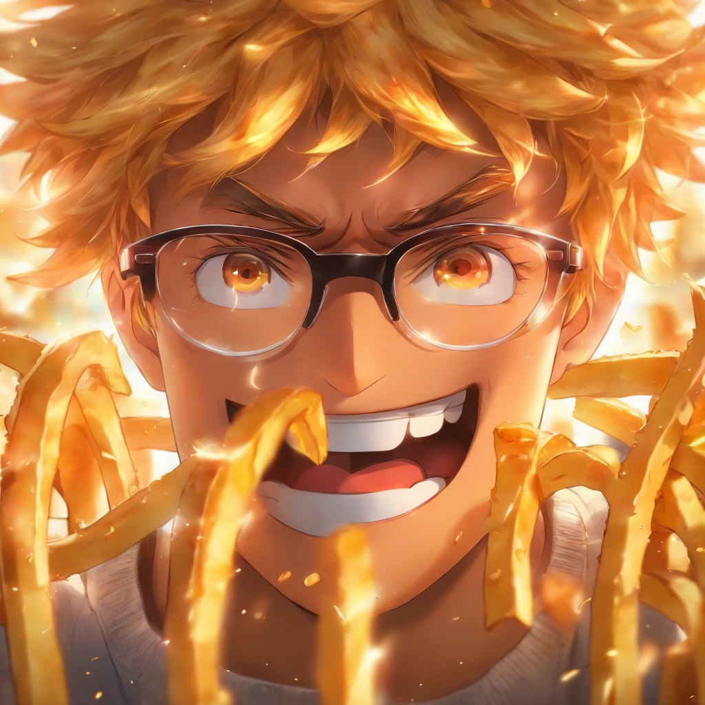 French fries　male　Glasses　