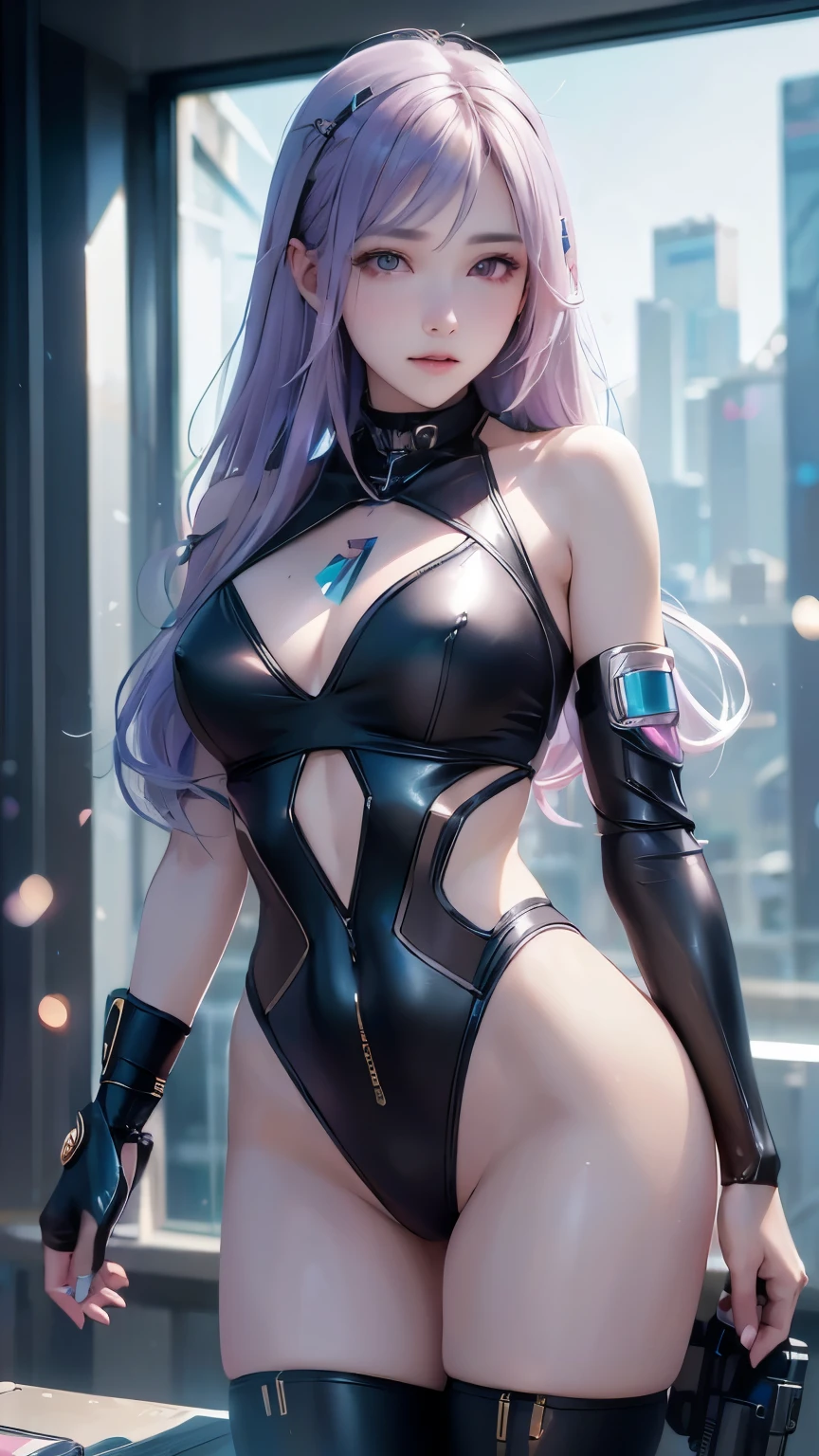 (logo、masterpiece、8k、Tabletop、RAW Photos、wonderful、最high quality、フォトリアルでVery detailedなCG統合8k壁紙、high quality、Very detailed、Narrative poem、Particle Effects、Dynamic Effects、Depth of text、Cinematic Light、Lens flare、Ray Tracing)、Fantasy、One girl, arms, Long Hair, Beautiful cyberpunk woman image