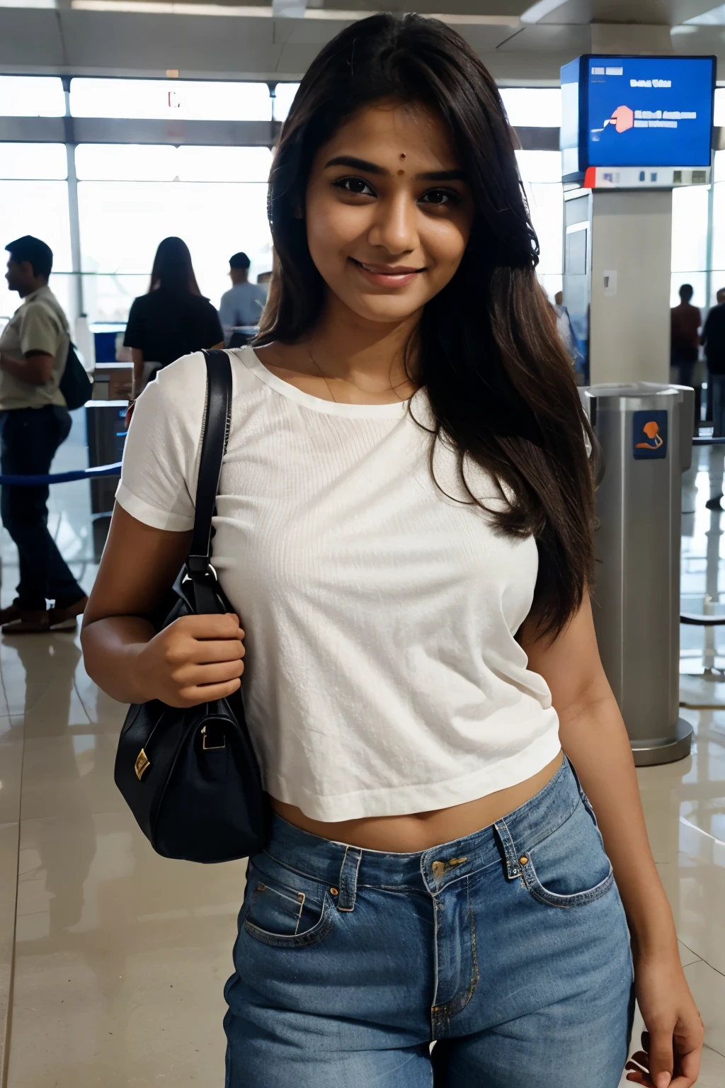 A beautiful Indian girl cute smile checkin an airport a beautiful Indian girl cute smile