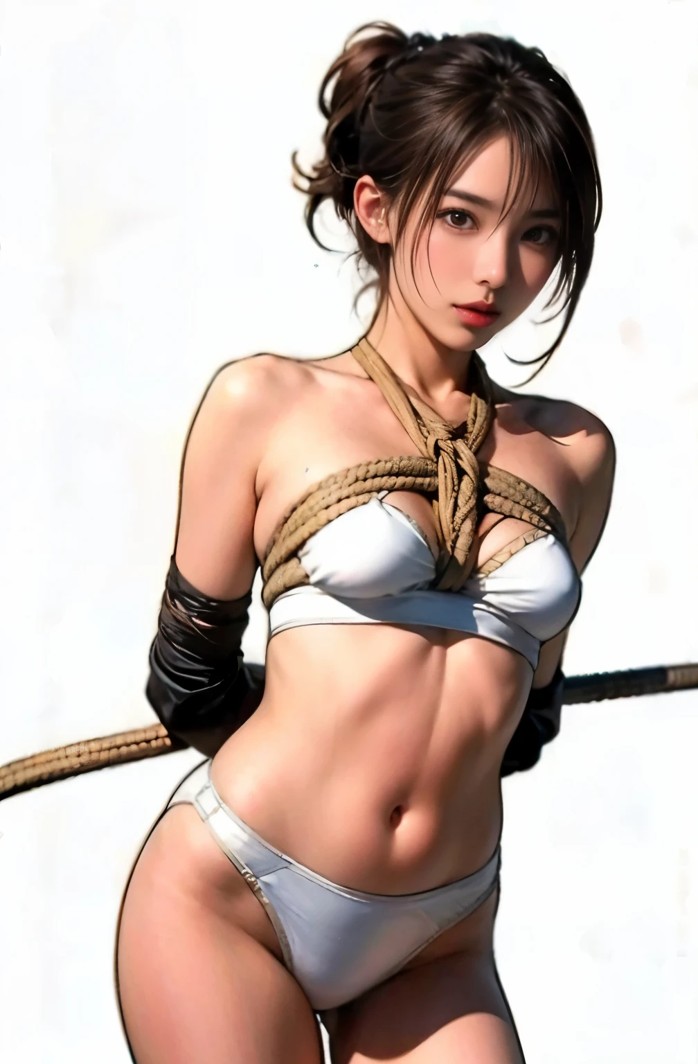 エッチな美少女がropeで縛られて、underwear、rope、