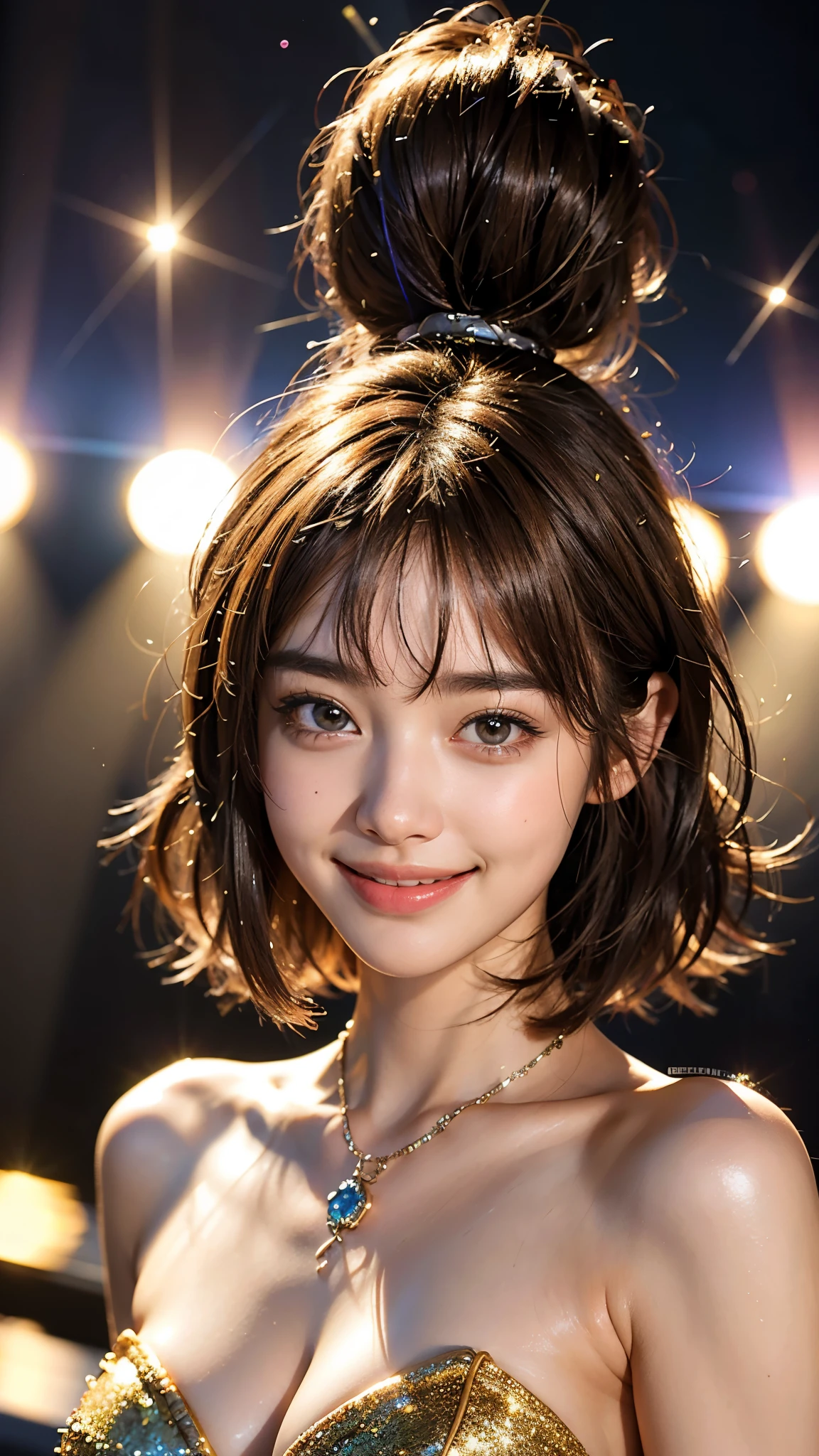 Mix 4, (8k, Live Shooting, Highest quality, masterpiece: 1.2), (Real, Photorealistic: 1.37), 一人のgirl, cute, night, rain, Wetty, Professional Lighting, Photon Mapping, Radio City, Physically Based Rendering, Gradient black hair, Gray Hair, Short Curly Hair, good looking, girl, Highest quality写真, High resolution, 1080P, (Clear Face), (Detailed face description), (Detailed hand description), (masterpiece), (Exquisite CG)、Extreme light and shadow、Disheveled Hair、Masterwork、Rich details、(Fine facial features)、(Highest qualityの写真)、(Masterpiece)、(Detailed eyes)、Look in front of you、Detailed clavicle、((Mid-breasted))、Nipple erection、Sexy、Lady、Clear、Smooth Hair、Clothes are not shiny、yukata、firework、kimono、