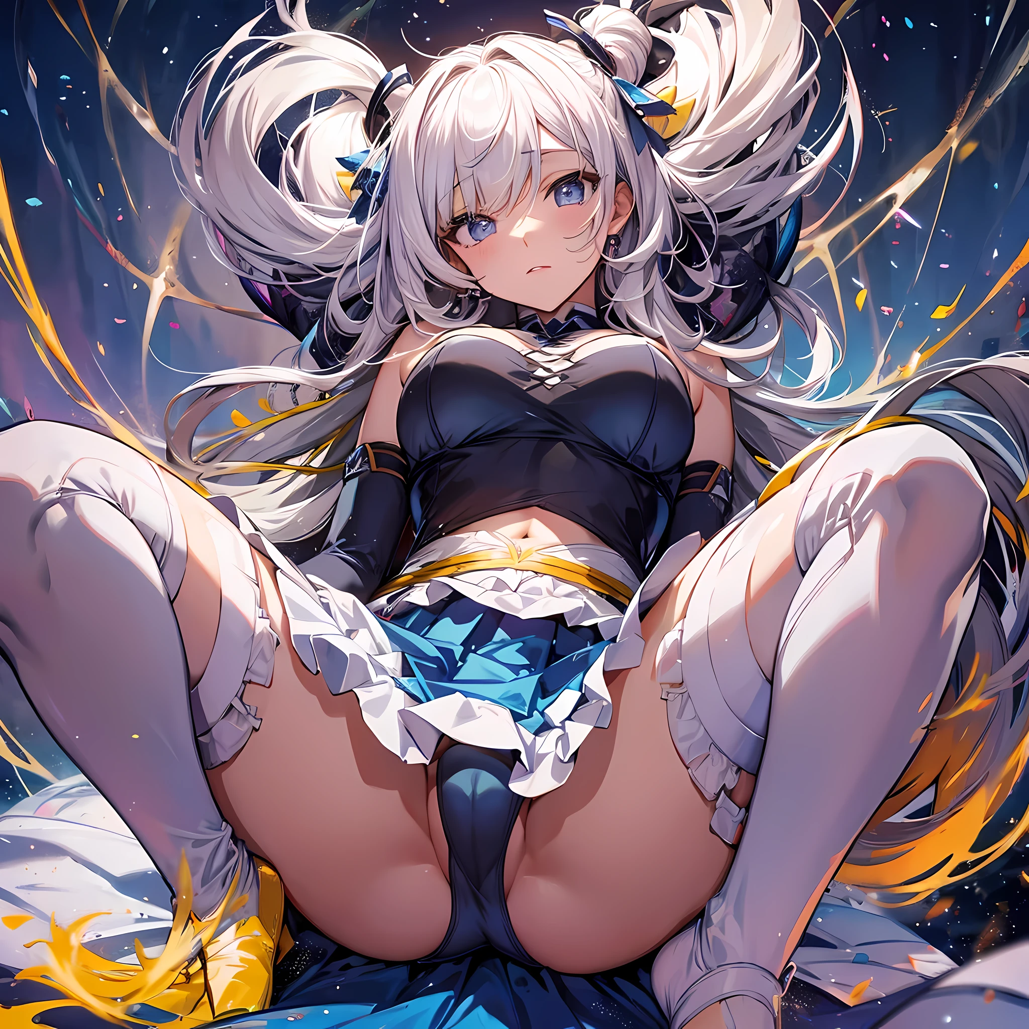 (Pov, cinematic lighting, hetero, cameltoe, in nanoha style:1.4, girl, spreading legs:1.4, dynamicpose, detailed skin, ), ((Takamachi nanoha, white magical girl costume, cameltoe, skirt lift,  )), 
