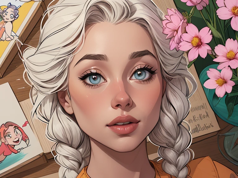 Personagem (nua roupas nua pelada sem roupas) imagem de desenho animado de uma mulher jovem .cartoon style illustration, estilo de arte dos desenhos animados,digital illustration style, design de personagens altamente detalhado, arte digital detalhada profissional, floresta Design de personagens de retrato, beautiful digital illustration, retrato de alta qualidade, Arte em quadrinhos, mulher jovem. expression of sexual desire well-aligned braided hair . Roupas leves de primavera