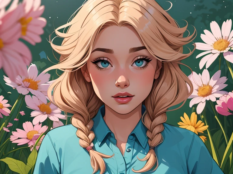 Personagem (nua roupas nua pelada sem roupas) imagem de desenho animado de uma mulher jovem .cartoon style illustration, estilo de arte dos desenhos animados,digital illustration style, design de personagens altamente detalhado, arte digital detalhada profissional, floresta Design de personagens de retrato, beautiful digital illustration, retrato de alta qualidade, Arte em quadrinhos, mulher jovem. expression of sexual desire well-aligned braided hair . Roupas leves de primavera
