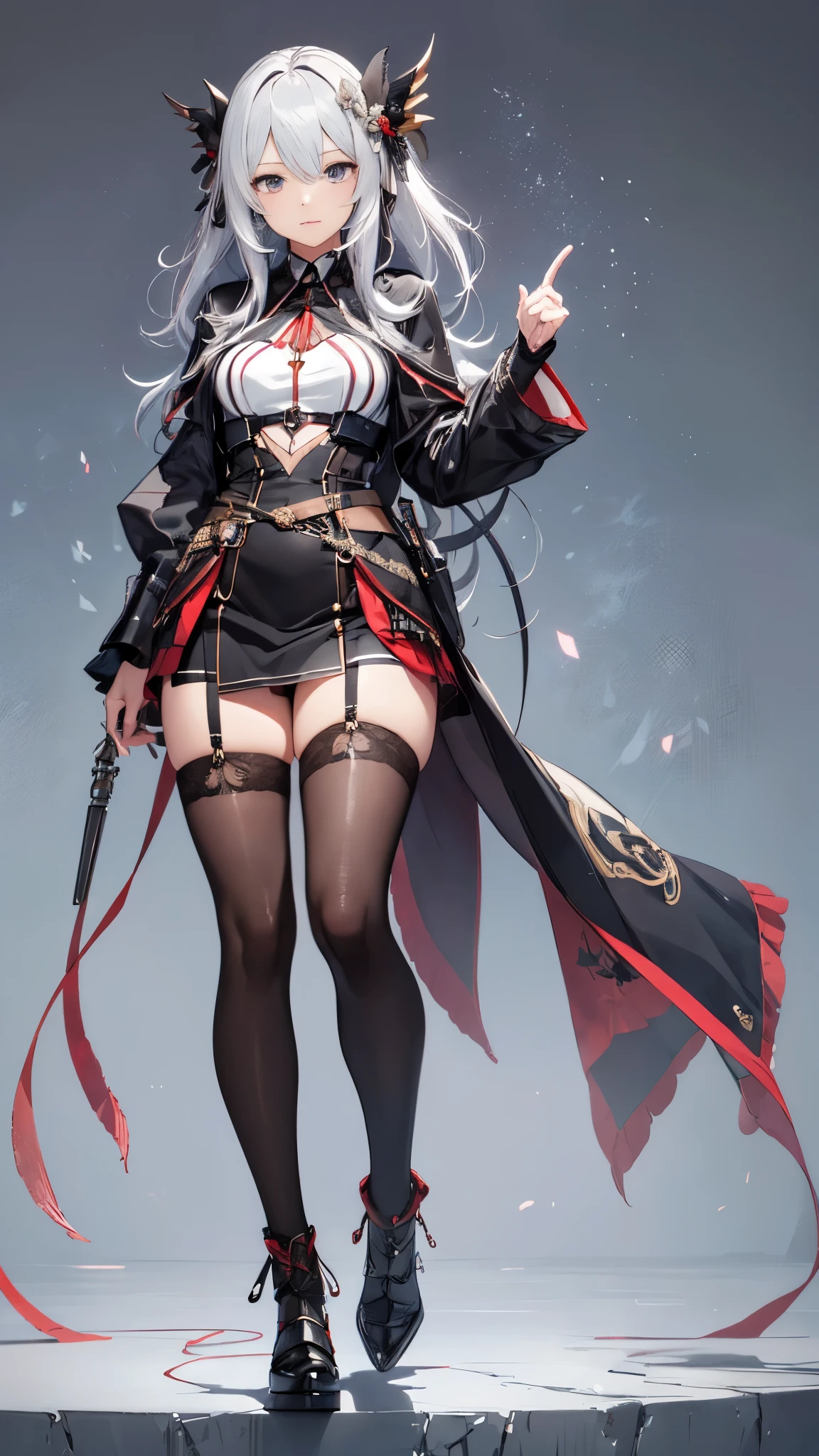 ((masterpiece, high quality, best quality, 8k, wallpaper, fine lineart, highly detailed, absurdres)), 1girl, korean popstar, thighhighs, miniskirt, high heels, mesh top, long black hair, pretty hands, cameltoe, curly hair,