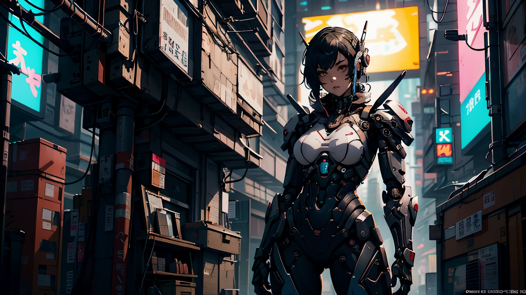 1 girl, solo, Motor irreal:1.4,UHD,La mejor calidad:1.4, fotorrealista:1.4, textura de la piel:1.4, Obra maestra:1.8,Chica de anime con atuendo futurista posando en una ciudad por la noche, Cyberpunk anime chica mech, Arte digital cyberpunk anime, Anime Arte cyberpunk, Chica de anime cyberpunk, Chica femenina de anime cyberpunk, Linda Chica Cyborg, Mejor fondo de pantalla de Anime 4K Konachan, Oppai cyberpunk, Digital Cyberpunk - Arte Anime, arte de anime cyberpunk, girl in mecha cyber armor, Perfecto anime cyborg mujer