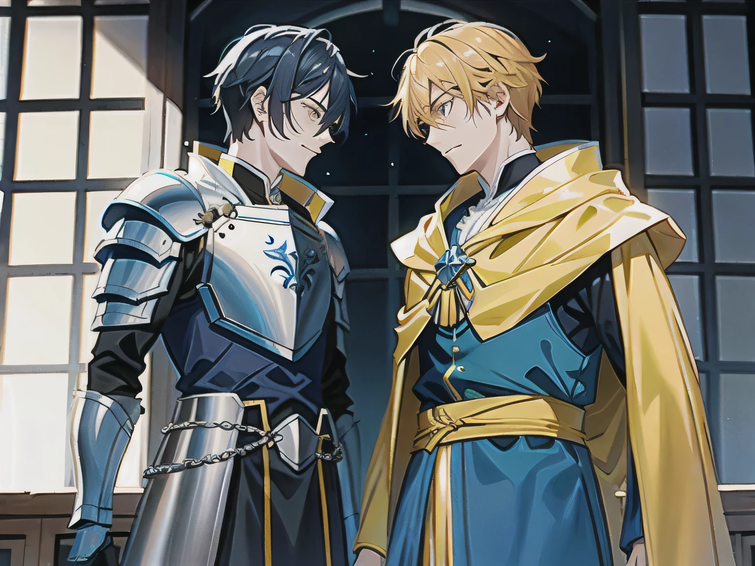 A man wearing blue armor,Another man wearing a yellow robe,novel cover