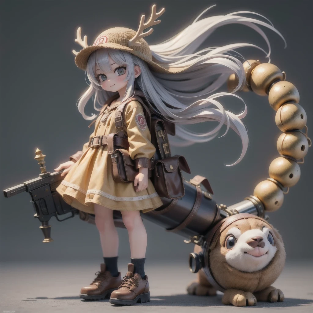 (masterpiece, best quality:1.2), 1girl, ((masterpiece, highest quality, Highest image quality, High resolution, photorealistic, Raw photo, 8K)), Retro Game, Nintendo, SEGA, Namco, Cyberpunk 1:25 miniatures,illustration,Side viewing angle,((Side viewing angle)),Wear gold wire-rimmed reflective sunglasses,Carry future weapons,very happy,Side viewing angle,whole body,three-dimensional,octane rendering,Perfect face,Collagen texture((flowing hair))((Elunchun Deer Antler Hat))