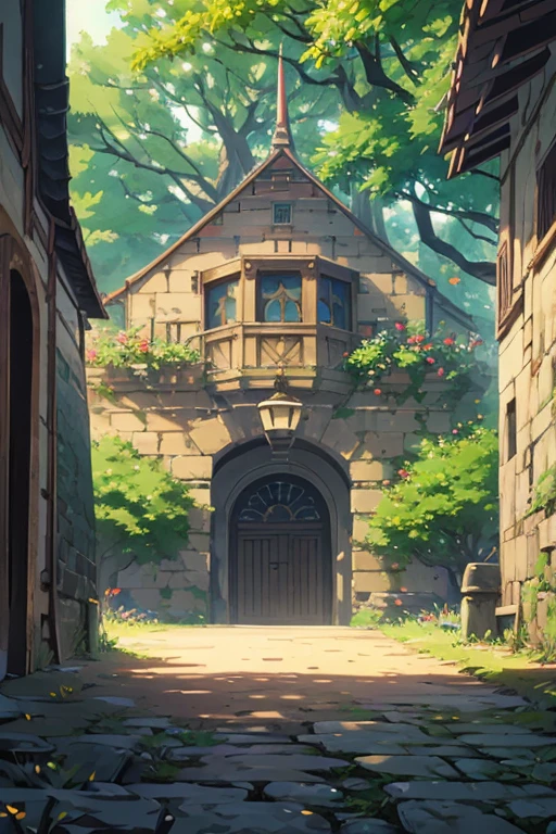 fantasy world, estilo isekai de anime, aldea en las montaras, estilo pixel art, estilo video juego