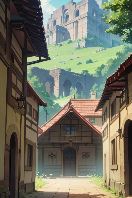 fantasy world, estilo isekai de anime, aldea en las montaras, estilo pixel art, estilo video juego