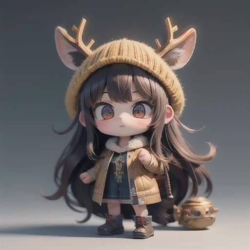 (masterpiece, best quality:1.2), 1girl, ((masterpiece, highest quality, Highest image quality, High resolution, photorealistic, Raw photo, 8K)), Retro Game, Nintendo, SEGA, Namco, Cyberpunk 1:25 miniatures,illustration,Side viewing angle,((Side viewing angle)),Wear gold wire-rimmed reflective sunglasses,Carry future weapons,very happy,Side viewing angle,whole body,three-dimensional,octane rendering,Perfect face,Collagen texture((flowing hair))((Elunchun Deer Antler Hat))