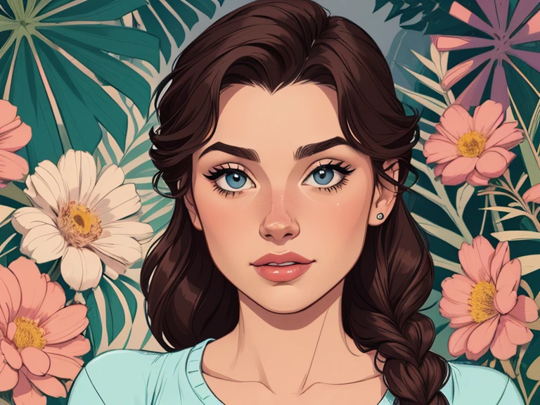 Personagem (nua roupas nua pelada sem roupas) imagem de desenho animado de uma mulher jovem .cartoon style illustration, estilo de arte dos desenhos animados,digital illustration style, design de personagens altamente detalhado, arte digital detalhada profissional, floresta Design de personagens de retrato, beautiful digital illustration, retrato de alta qualidade, Arte em quadrinhos, mulher jovem. expression of sexual desire well-aligned braided hair . Roupas leves de primavera