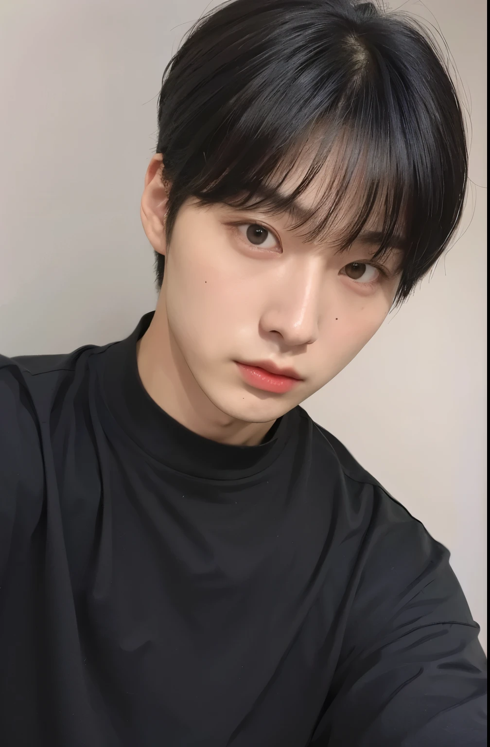 arafed asian man wearing a black shirt and a black shirt, Kim Doyoung, Jung Jaehyun, jinyoung shin, hyung tae, Won Bin Lee, pintar ulzzang, pale korean adorable face, Hong June Hyung, cai xukun, Shin Jeongho, foto de perfil en la cabeza, jaeyeon nam, jungkook, con pelo corto, kim taejin