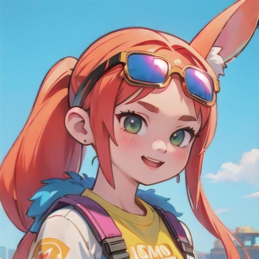 (masterpiece, best quality:1.2), 1girl, ((masterpiece, highest quality, Highest image quality, High resolution, photorealistic, Raw photo, 8K)), Retro Game, Nintendo, SEGA, Namco, Cyberpunk 1:25 miniatures,illustration,Side viewing angle,((Side viewing angle)),Wear gold wire-rimmed reflective sunglasses,Carry future weapons,very happy,Side viewing angle,whole body,three-dimensional,octane rendering,Perfect face,Collagen texture((flowing hair))((Gradient long fur rabbit ears))