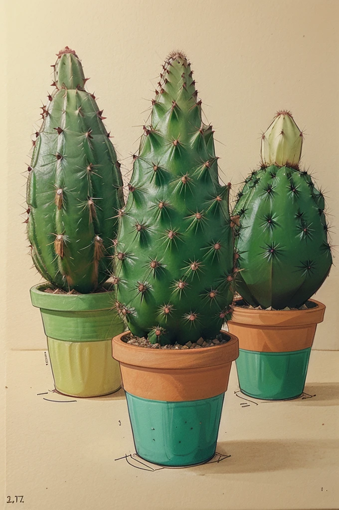 "order update" , estilo de dibujo sencillo，cactus，3 colores