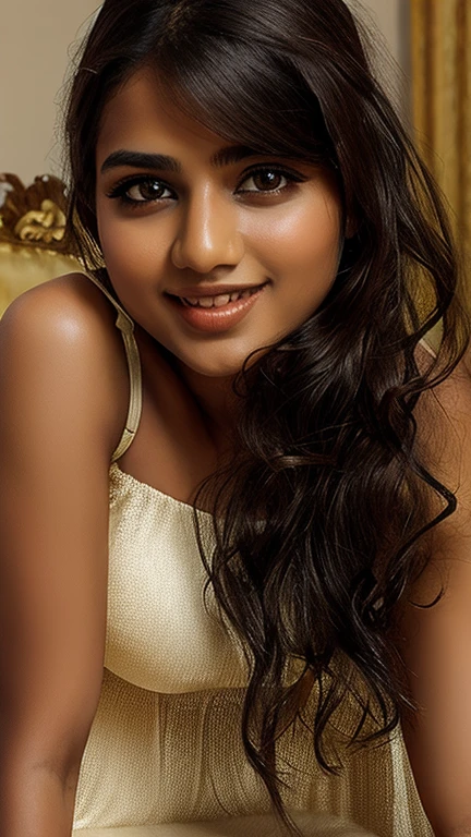 Beautiful 20 year old indian girl wearing strapless top