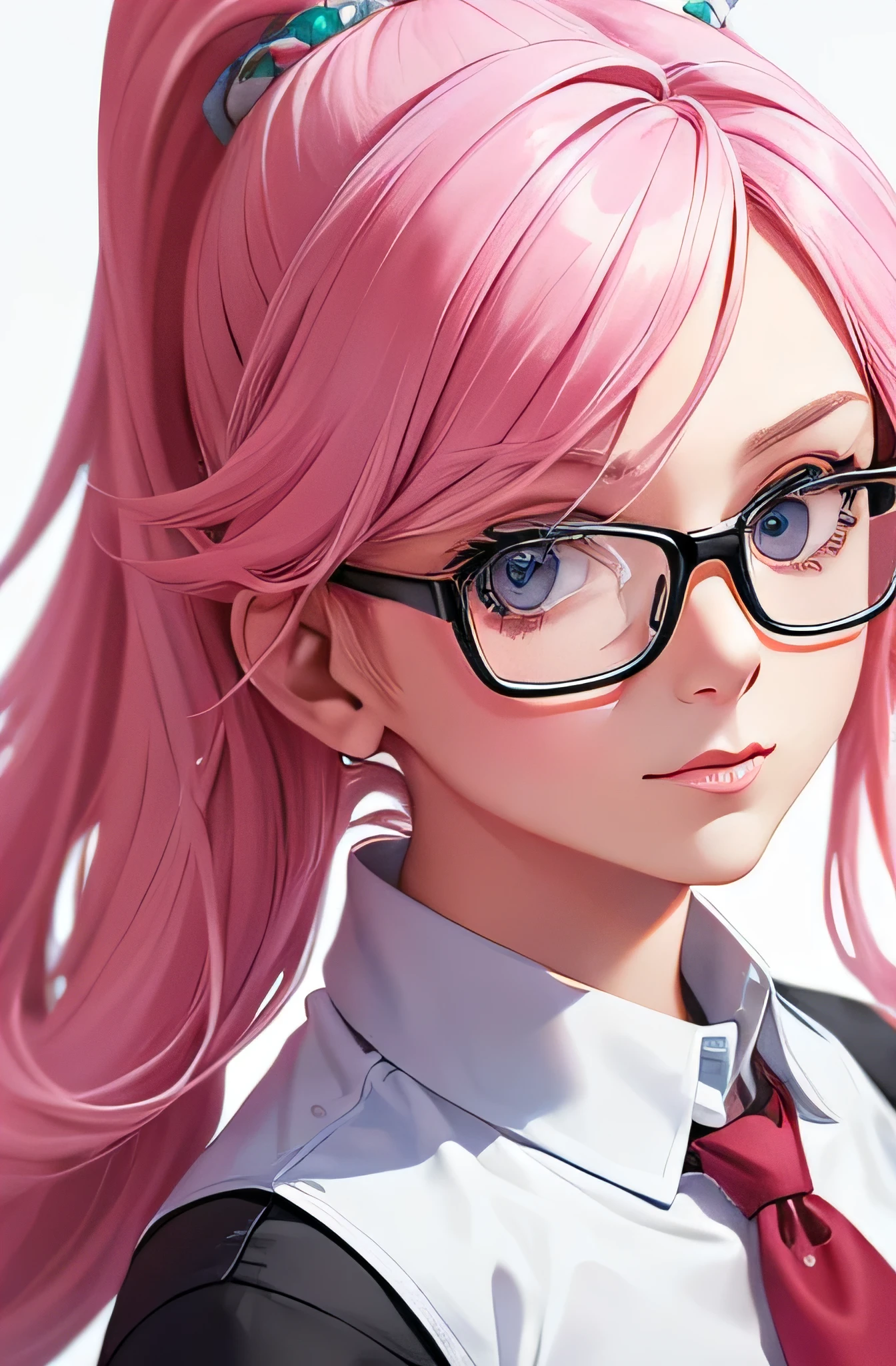 Pen drawing of a woman wearing glasses and pink hair, cartoon pen, Animation Sketch, anime style portrait, Drawing animation styles, Semi-realistic animation style, in anime style, pencil style, !pencil, Flat anime style shading, Realistic anime art style, an anime drawing, Clean and detailed animation style, 2D animation style, animation realism style, Pen Drawing