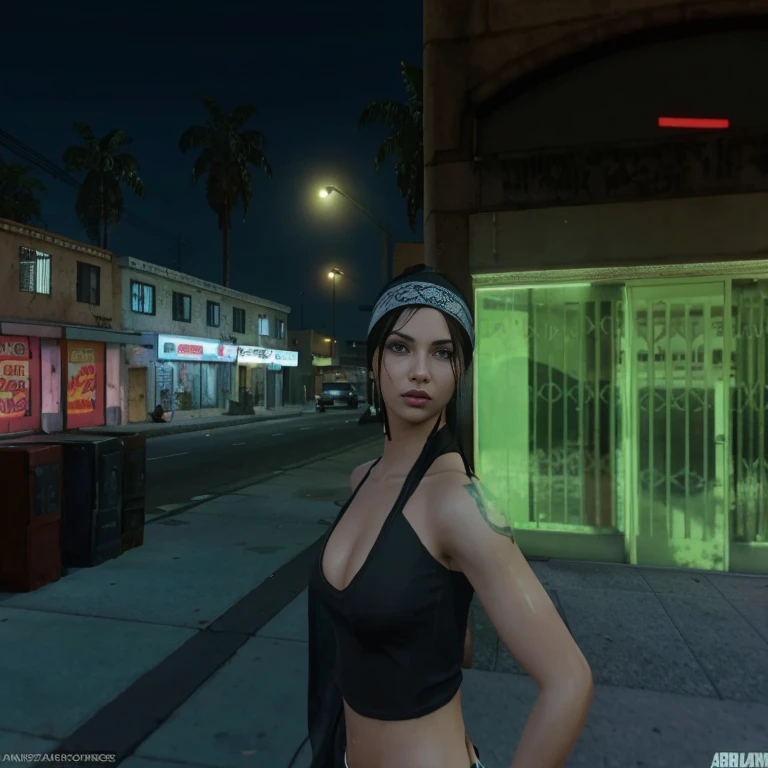 create for me the reproduction of the prostitute from the game gta san andreas. recreate her in lingerie