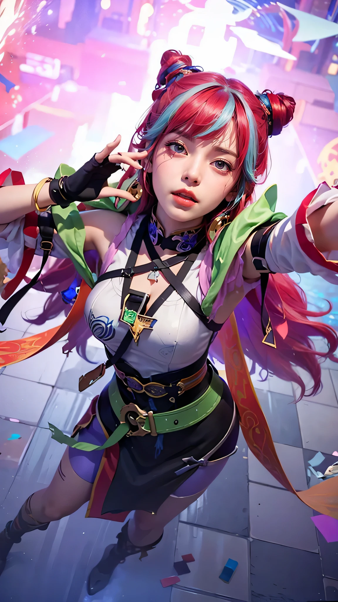 a close up of a woman, red blue hair, big , shadowbringers cinematic, 4 k detail fantasy, a beautiful fantasy empress, game cg, xianxia fantasy, xianxia hero, 2. 5 d cgi anime fantasy artwork, cinematic goddess close shot, ruan jia and artgerm, wow 4 k detail fantasy, hyperdetailed fantasy character