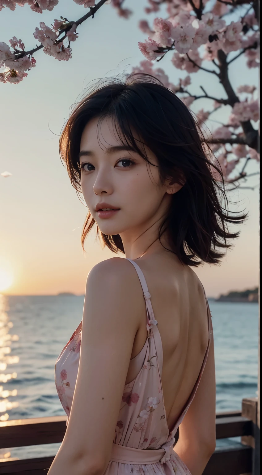 ((Pure Beauty:0.8+Ultra-realistic realism:1.2),Caucasian flesh:1.2,Bright eyes:1.1),Light contrast and hue:1.1,High Surface:1.1,Image quality:ultra hd:1.3,Upper part of the body,high nose bridge,dynamic angle,Clouds and sea,Field of flowers in the foreground,Light Tracking,lifelike,Informal art,Unity 8k壁纸,Ultra - Details,beautiful and beautiful,master-piece,beste-Qualit,gleaming skin,Cinmatic lighting。