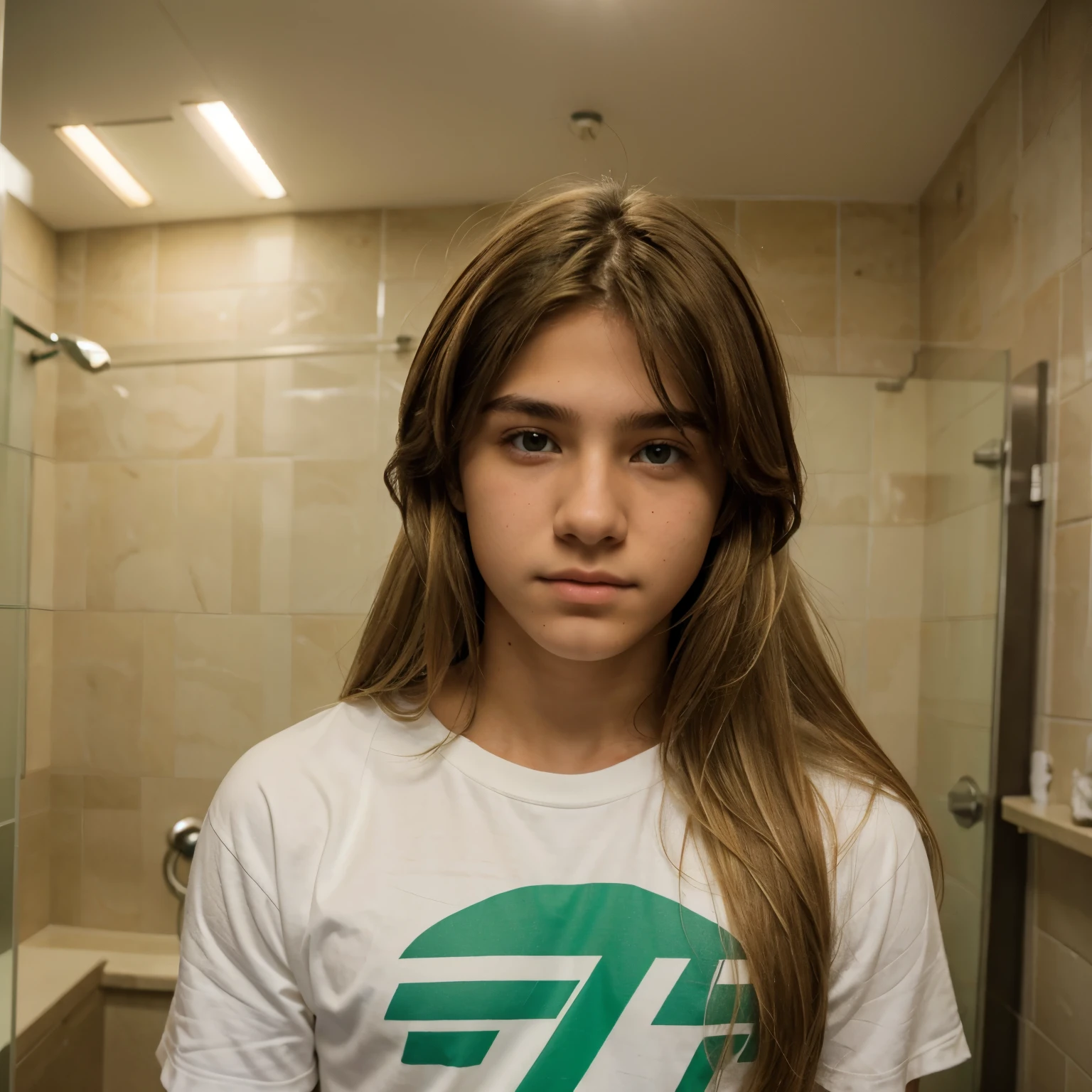 A 15 year old high school boy, alto, de ojos verdes, piel clara, egocentrico, not very long lazio hair of light brown almost blonde color