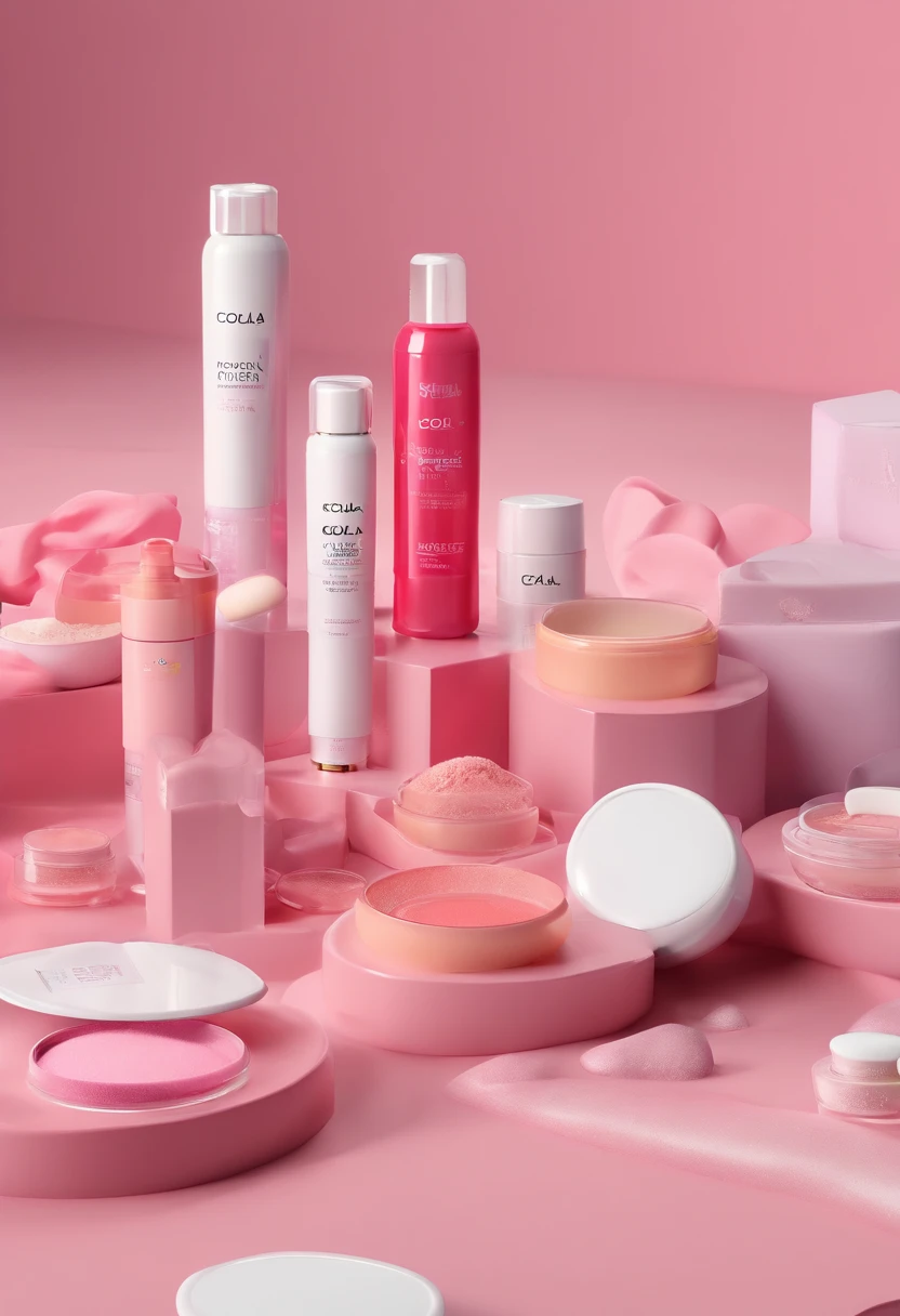 pink and white make up products called COLA 