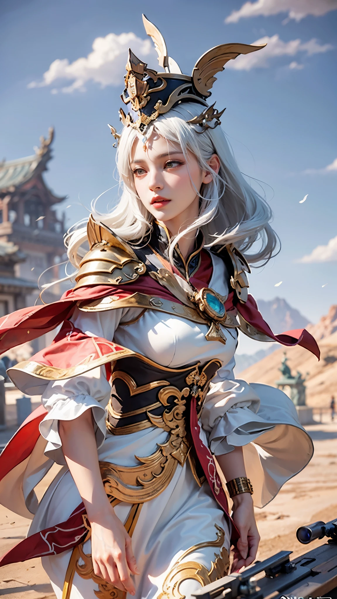 a close up of a woman, white hair, big , shadowbringers cinematic, 4 k detail fantasy, a beautiful fantasy empress, game cg, xianxia fantasy, xianxia hero, 2. 5 d cgi anime fantasy artwork, cinematic goddess close shot, ruan jia and artgerm, wow 4 k detail fantasy, hyperdetailed fantasy character