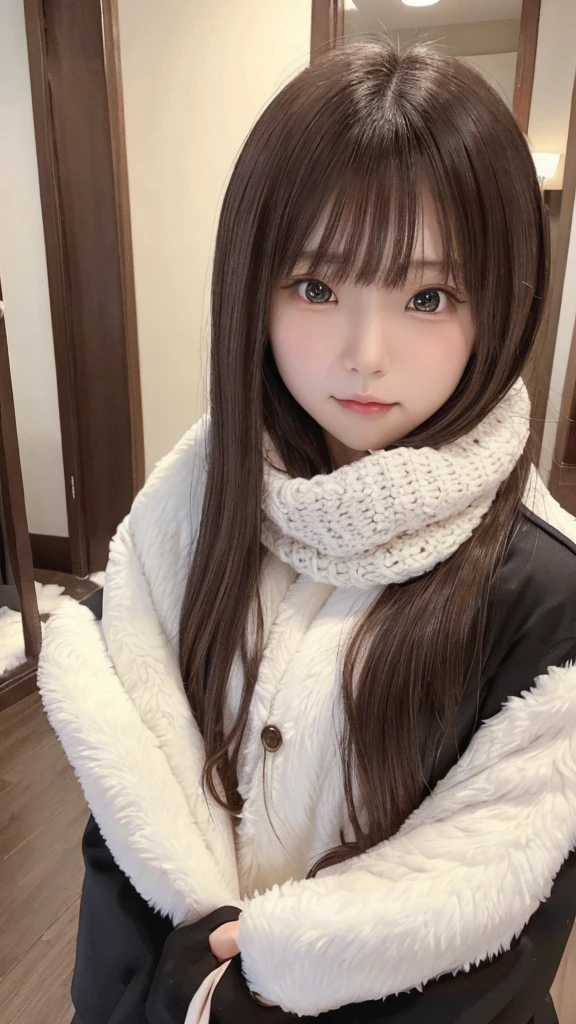 (Best image quality、8K、masterpiece:1.3))、Realistic high quality photos、highest quality、Cute girl~Well-proportioned face、Beautiful Japan girl at 、Two Girls,Photos of slim models、Beautiful girl model、若いJapanese girl、Young and pretty face、Japanese girl、16 year old l、Beautiful model girl、The innocent look of the girl next door、Nice delicate face、brown hair、Beautiful brown eyes、Tear bags、Drooling eyes、Young Body、coat, scarf, gloves, winter, snow