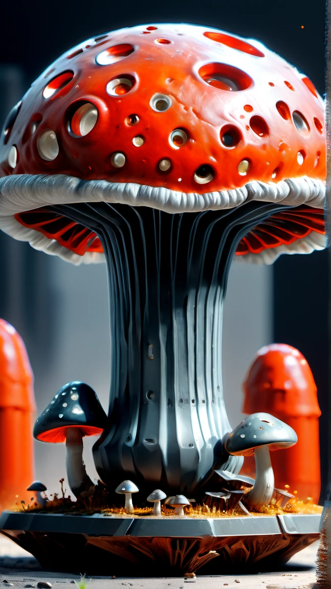 ((best quality)), ((masterpiece)), ((Practical,The art of math)), (Super detailed),DonMR3mn4ntsXL Red Ochre Giant Cup Scale Mushroom, Uneven texture,  Beneficial Mycorrhiza, swell, Tufting,   Rough texture of walnut,,Cap scaly,,Uniform bruises,   , Octane Rendering, Ray Tracing, Volumetric Lighting, Backlight,Edge lighting, 8k, HDR,   