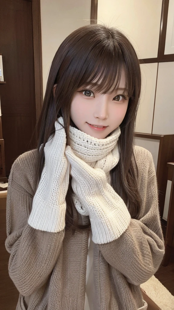 (Best image quality、8K、masterpiece:1.3))、Realistic high quality photos、highest quality、girl可愛い~Well-proportioned face、21歳の美しい日本のgirl、girl,Photos of slim models、Beautiful girl model、若い日本人のgirl、Young and pretty face、日本人のgirl、21 year old female model、美しいモデルのgirl、隣のgirlの無邪気な表情、Nice delicate face、brown hair、Beautiful brown eyes、Tear bags、Drooling eyes、Young Body、coat, scarf, gloves, winter, snow,A smile that shows white teeth